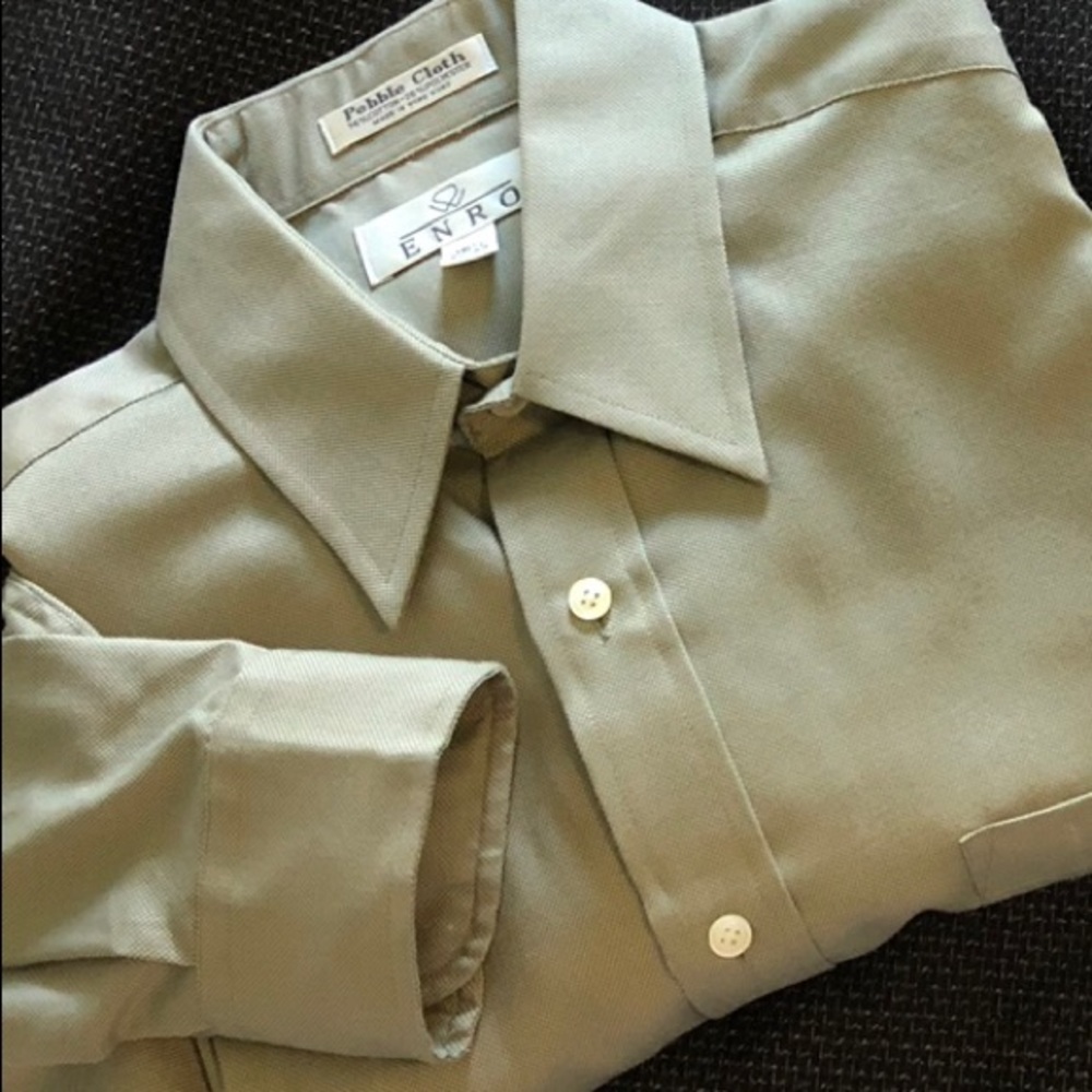 Enro Pebble Cloth Dress Shirt in Olive